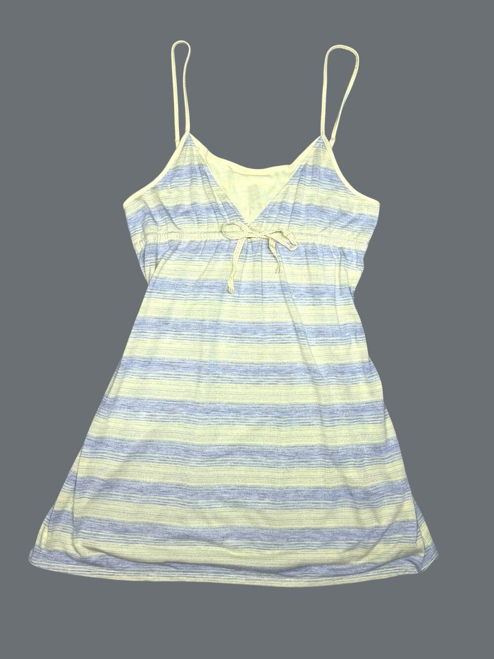 Planet Sleep y2k Metallic Yellow Gray Striped Babydoll Chemise Nightgown Medium